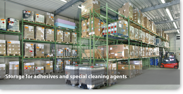 Storage for adhesives and special cleaning agents