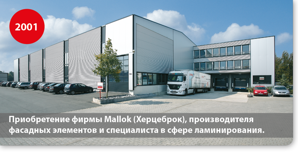 Приобретение фирмы Mallok (Херцеброк), производителя фасадных элементов и специалиста в сфере ламинирования.