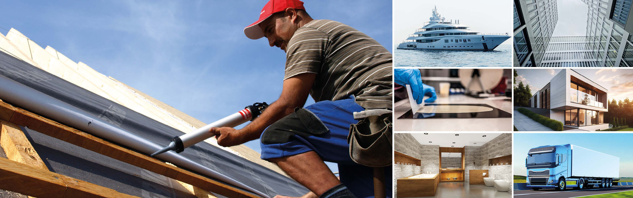 Kleben auf Dach mit Ein-Komponenten PUR-Klebstoffen