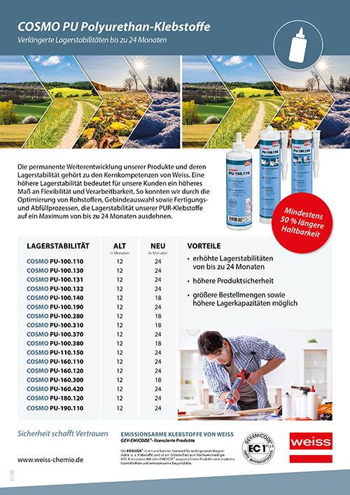 Flyer Lagerstabilität PU-Klebstoffe