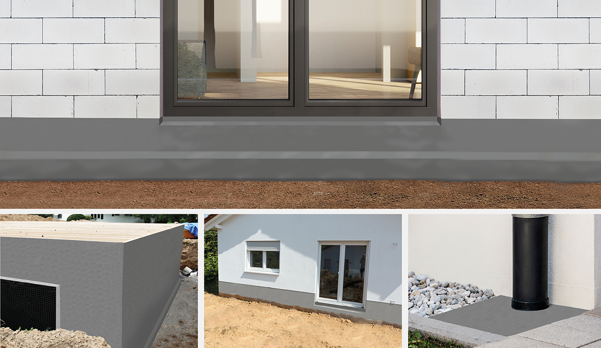 Bauwerksabdichtung für Keller, Sockel, bodentiefe Fenster, Türen, Fundamente sowie Bodenplatten
