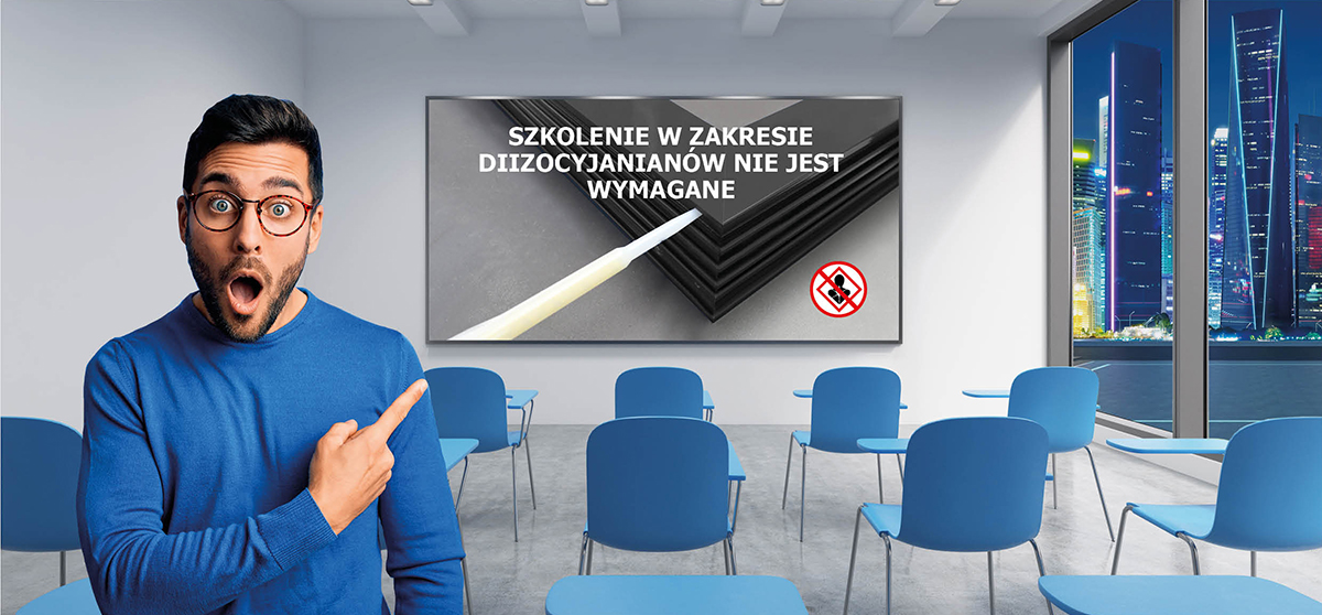 Klej PUR: Nie wymaga szkolenia dotyczącego diizocyjanatów - bez H351