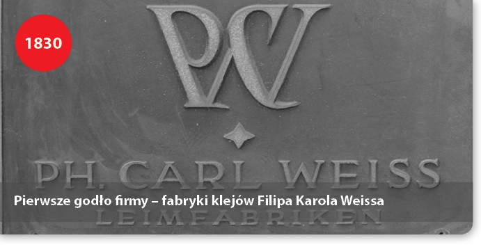 Pierwsze godło firmy – fabryki klejów Filipa Karola Weissa