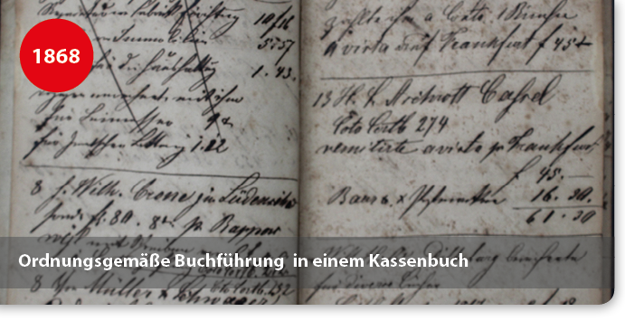 Kassenbuch aus dem Jahr 1868