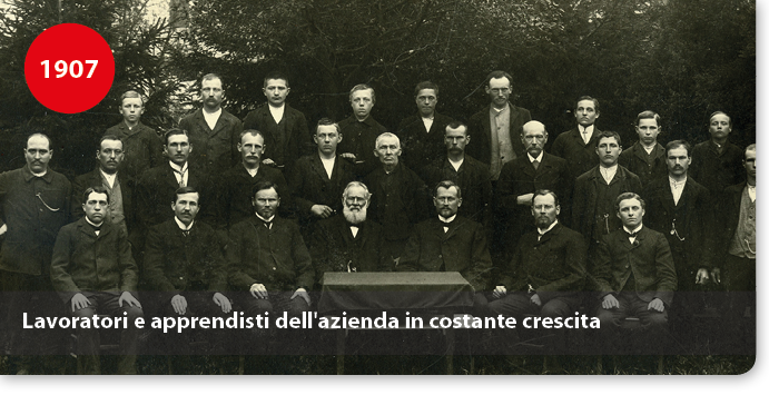 Lavoratori e apprendisti dell'azienda in costante crescita