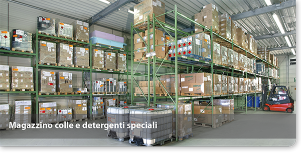 Magazzino colle e detergenti speciali