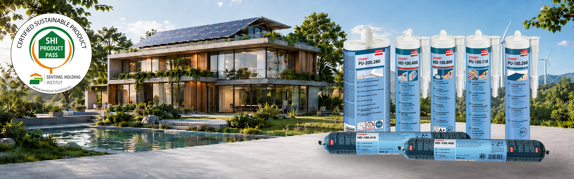 Adhésifs et mastics COSMO® testés pour la construction durable