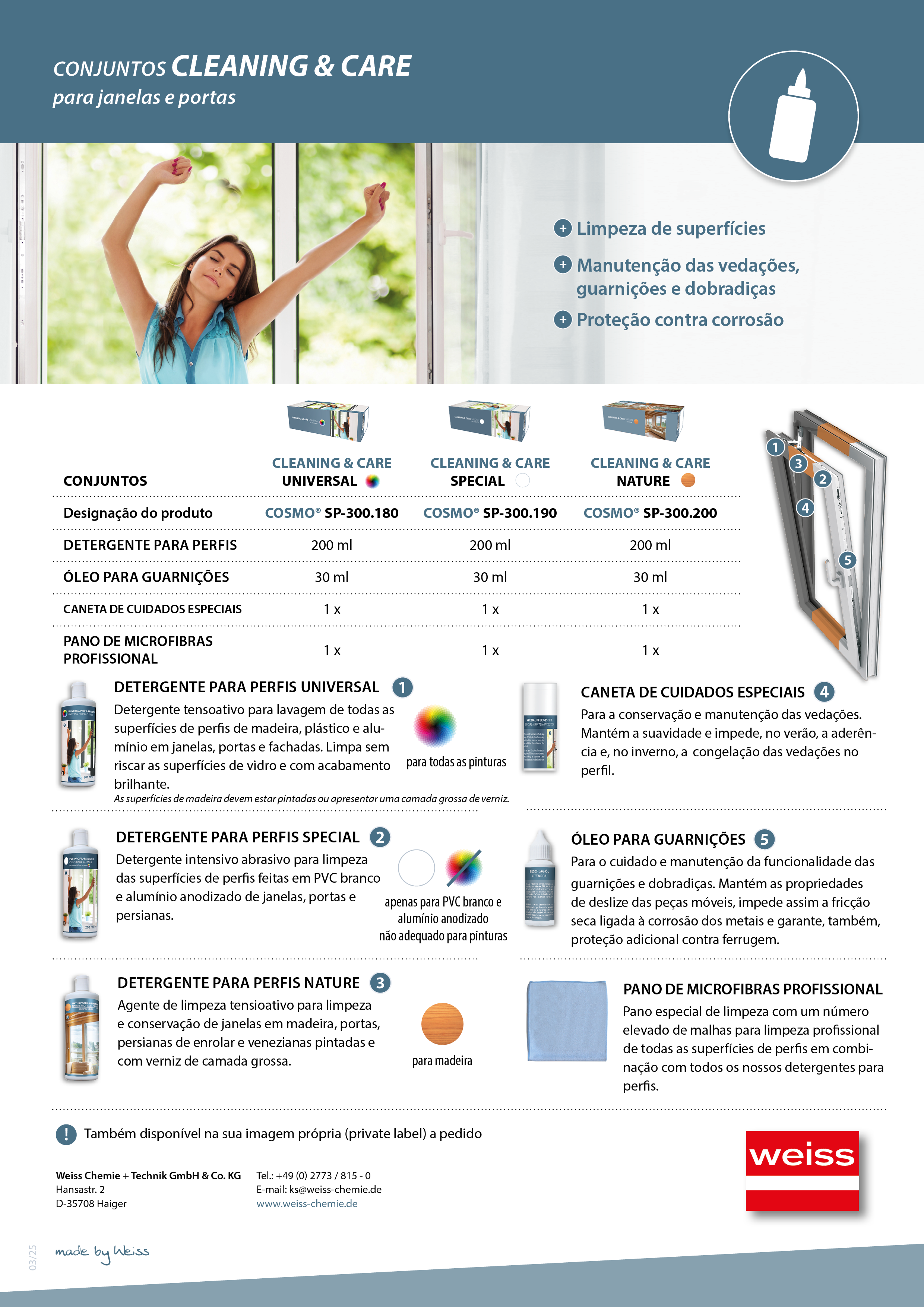 CONJUNTOS CLEANING & CARE para janelas e portas