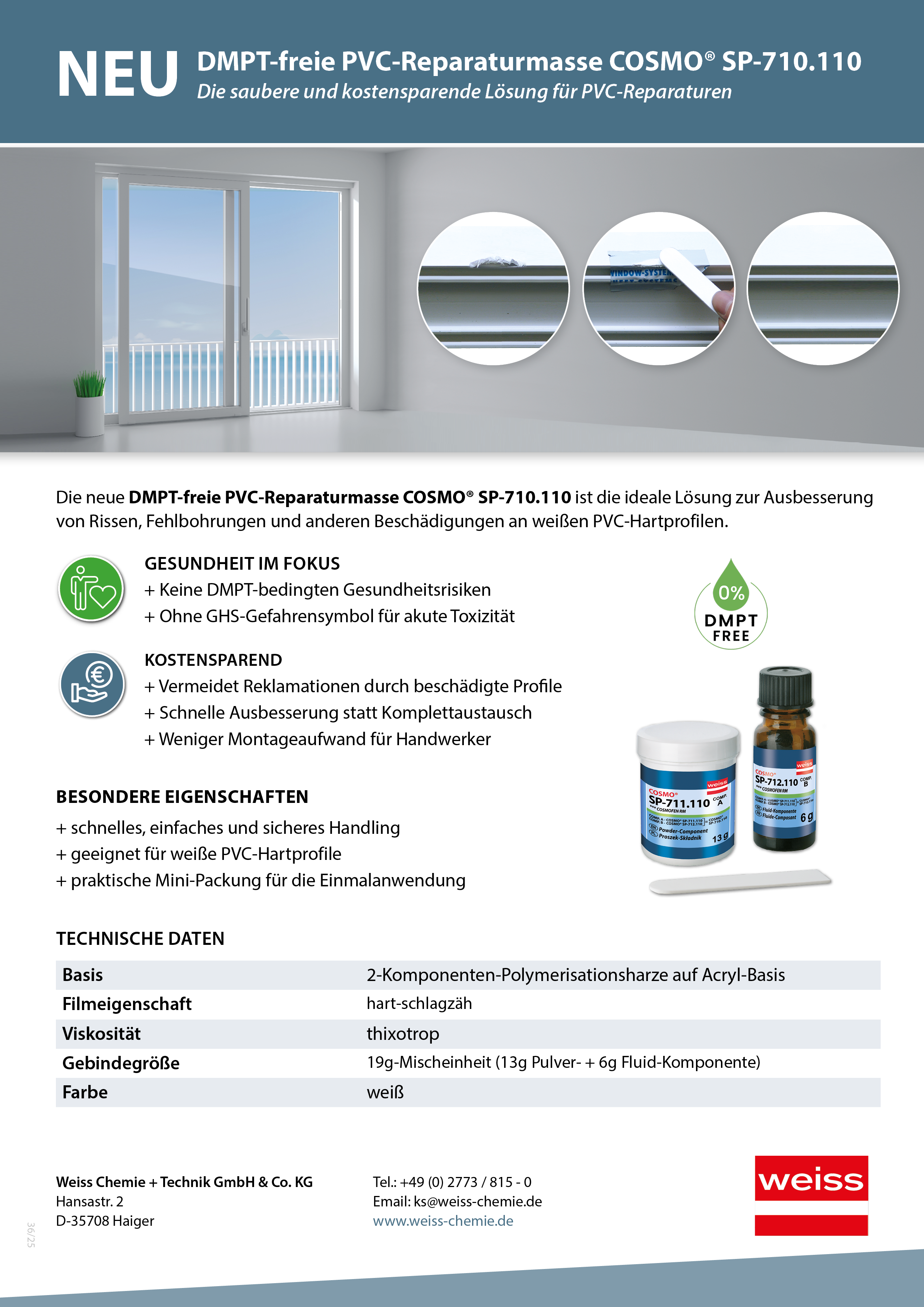 Flyer: PVC-Reparaturmasse COSMO® SP-710.110